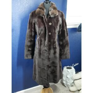 Designer Birger Christensen Sheared Mink & Chinchilla Reversible Fur Coat Jacket